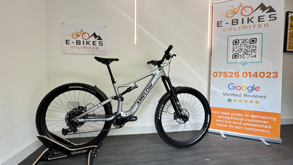 Amflow PL Carbon 800Wh Medium Full Suspension Mountain Bike in Satin Silver