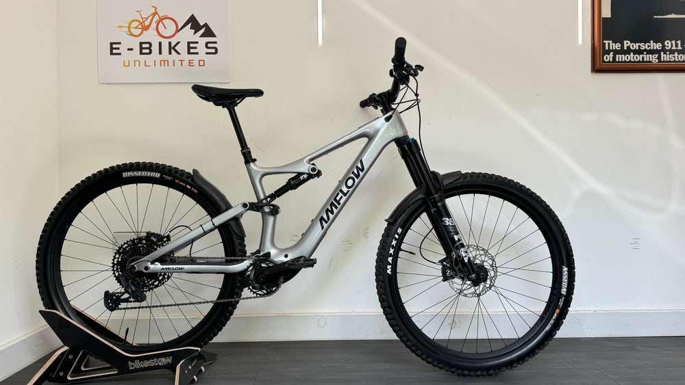 Amflow PL Carbon 800Wh Medium Full Suspension Mountain Bike in Satin Silver