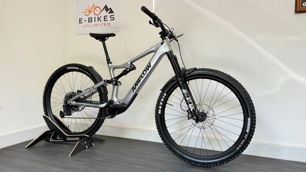 Amflow PL Carbon 800Wh Medium Full Suspension Mountain Bike in Satin Silver