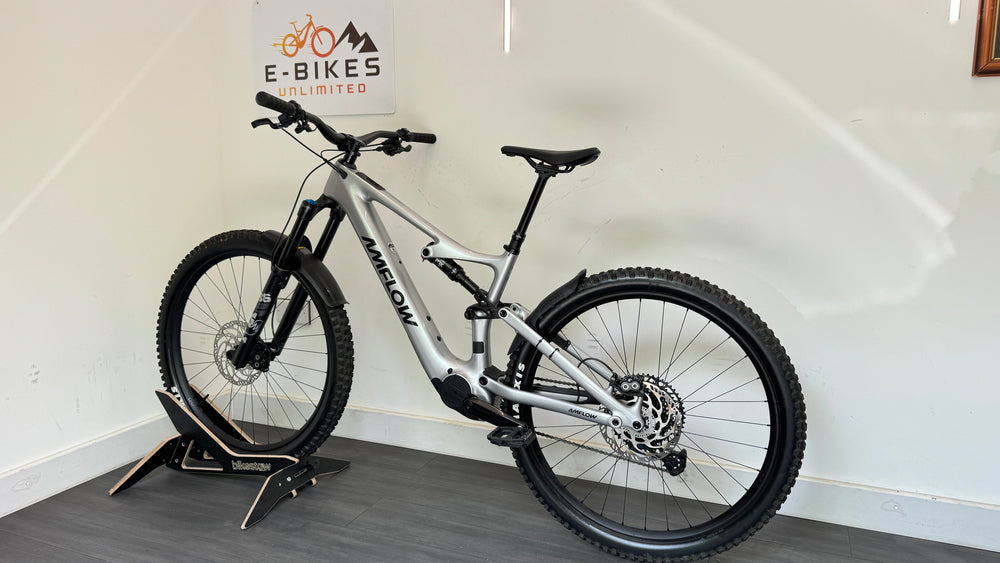 Amflow PL Carbon 800Wh Medium Full Suspension Mountain Bike in Satin Silver