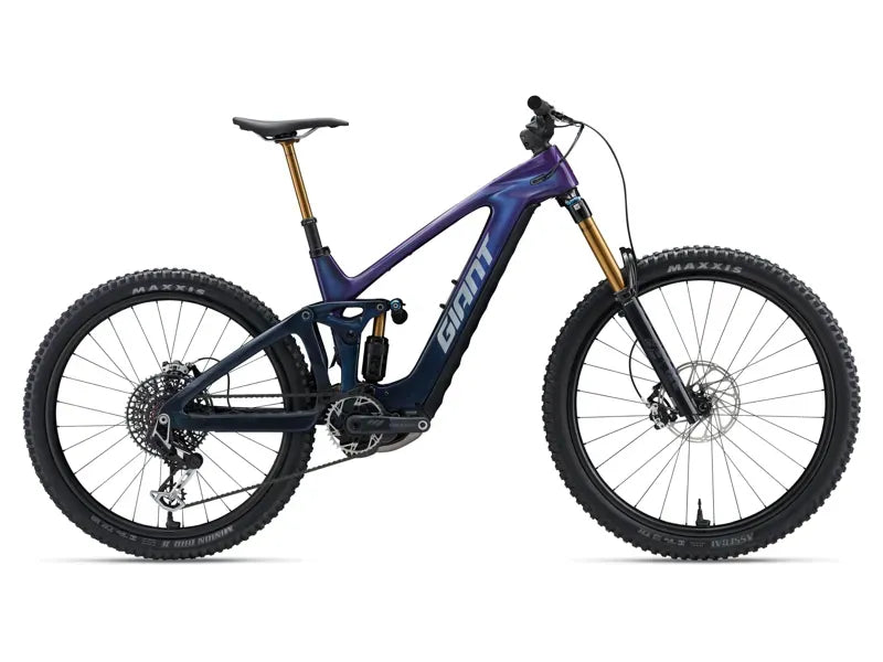 Giant Reign Advanced E+ 0 Electric Mountain Bike in Purple Haze/Metallic Navy 2026