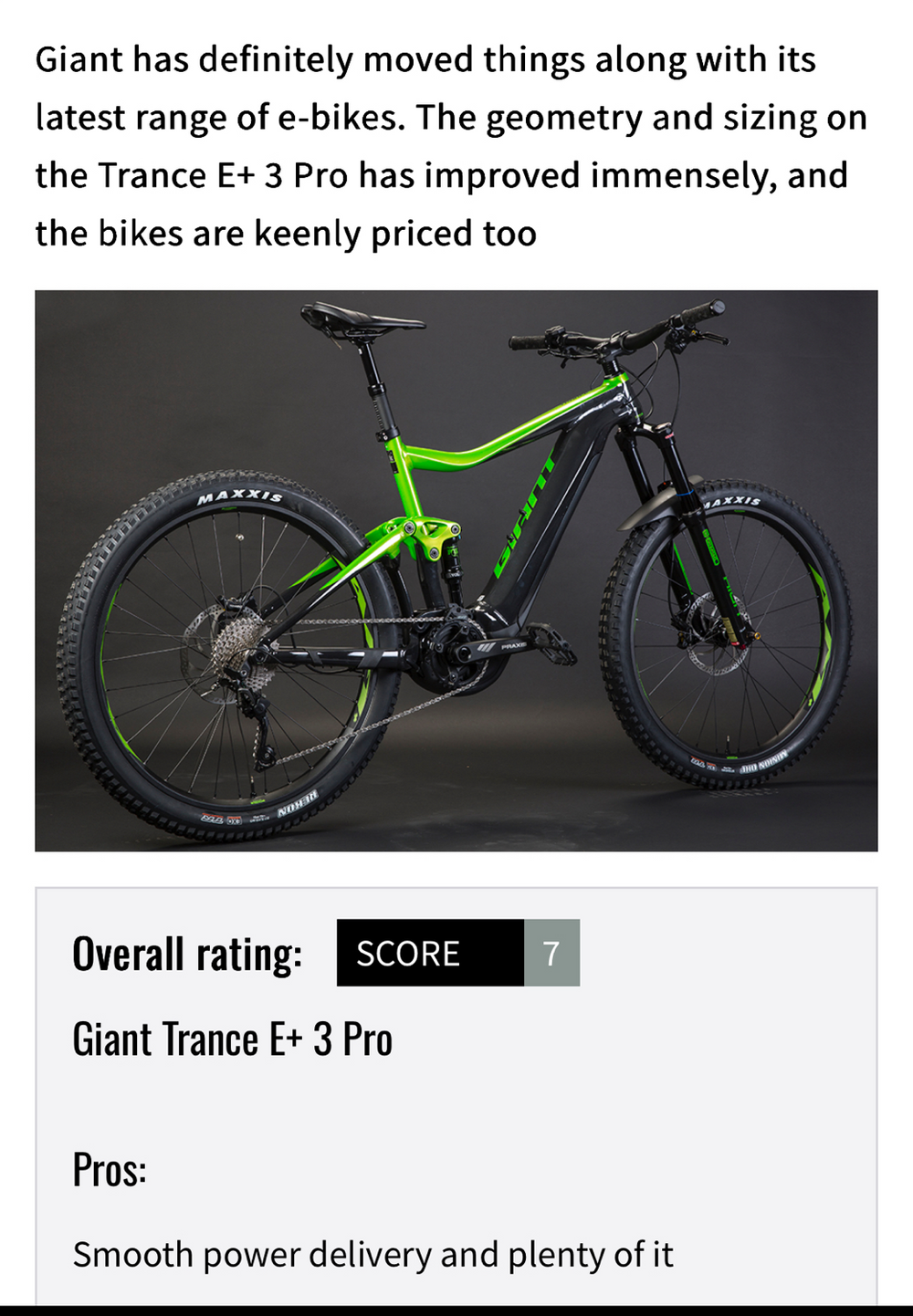 Giant Trance E+ 3 Pro Electric Bike 2020