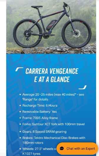 Carrera Vengeance E Mens Electric Mountain Bike 2.0 2023