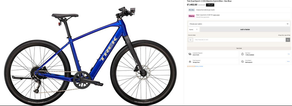 Trek Dual Sport+ 2 252 MEDIUM Electric Hybrid Bike