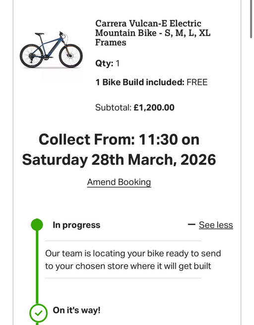 Carrera Vulcan E Electric Mountain Bike  -  18 inches 2021