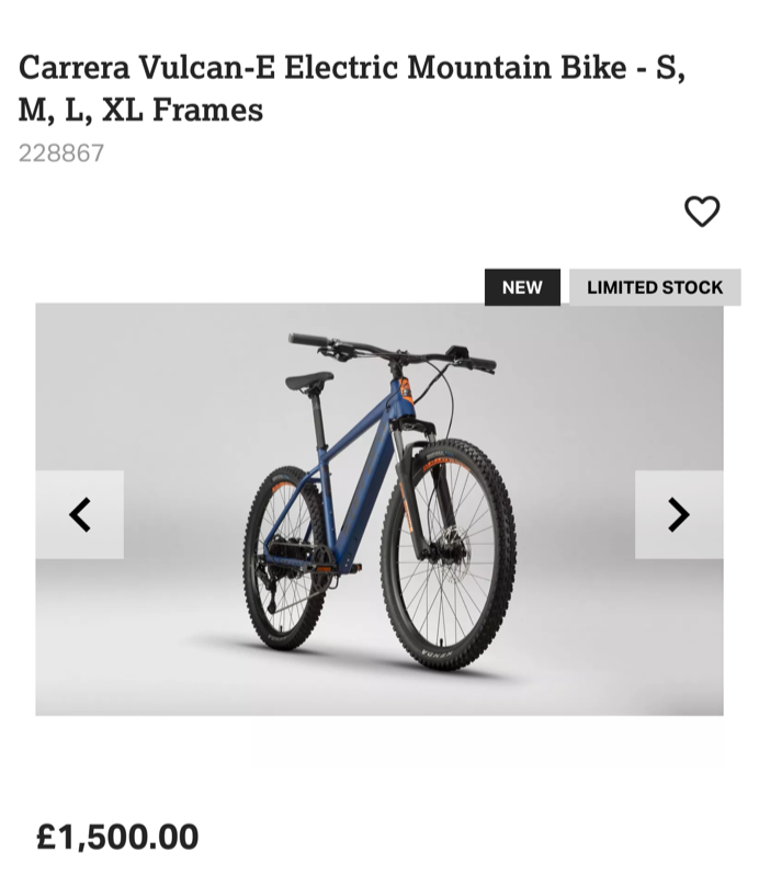 Carrera Vulcan E Electric Mountain Bike  -  18" 2021