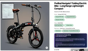 Pedibal Navigata Folding Electric Bike - Long Range Lightweight Compact 2020