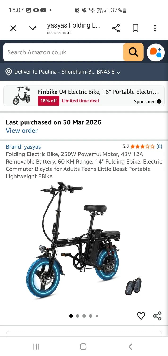 Yasyas 250W, 48V 15A 60KM 14 inches 2024