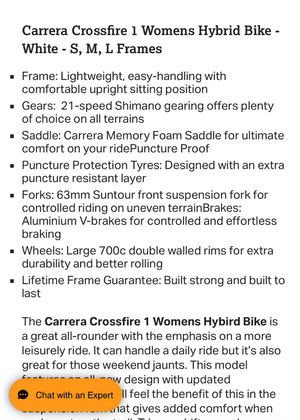 Carrera Crossfire 1 Womens Hybrid Bike 2020