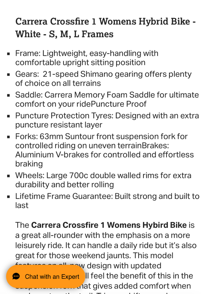 Carrera Crossfire 1 Womens Hybrid Bike 2020