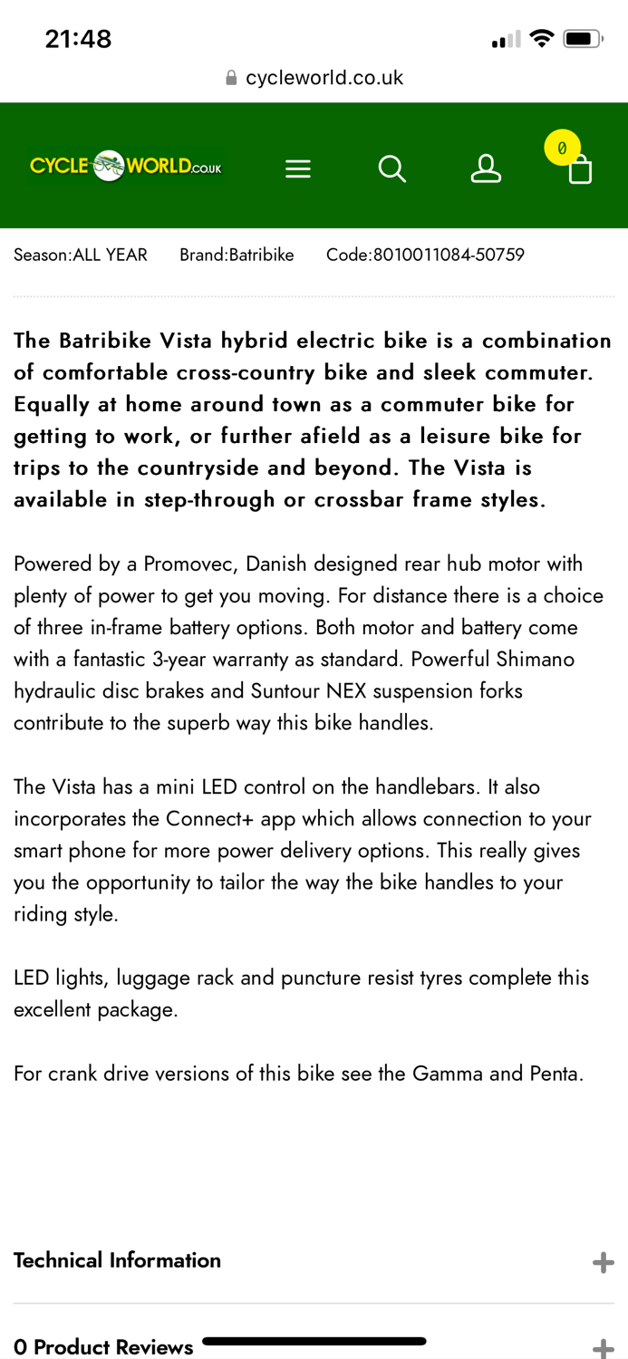 Batribike  Vista S Trail Bike  2020