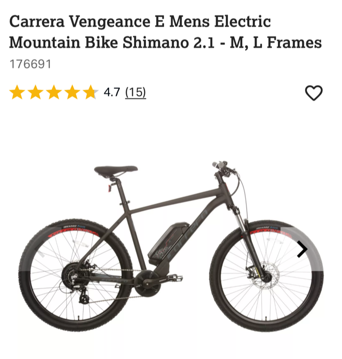 Carrera Vengeance E Mens Electric Mountain Bike 2.1 2023