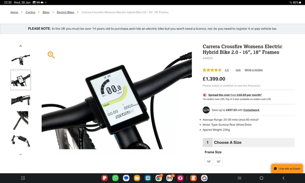 Carrera Crossfire Womens Electric Hybrid Bike 2.0 2021