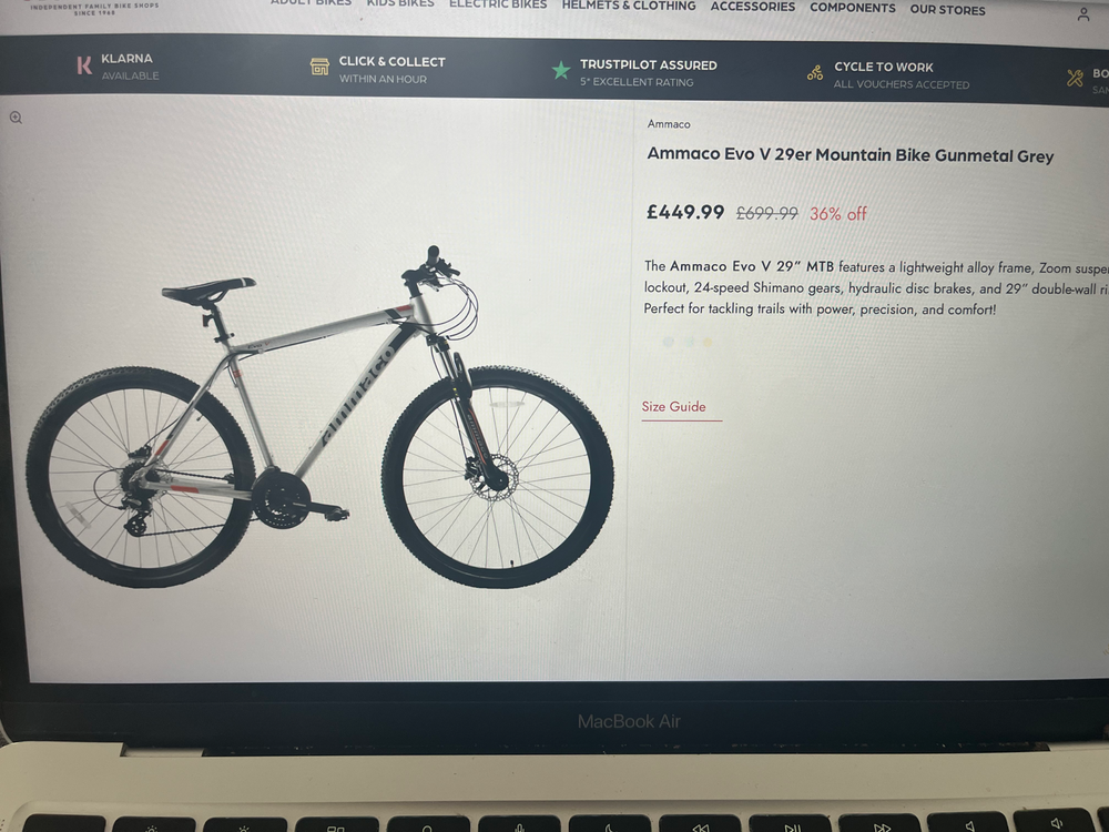 Ammaco Evo v 29er mountain bike gunmetal grey 2023