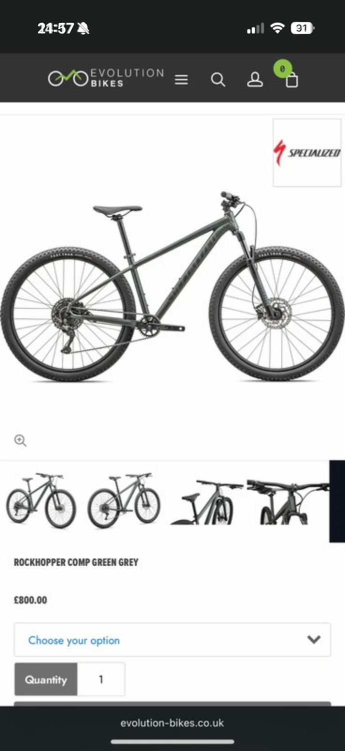 Specialized Rockhopper, comp green grey 2025