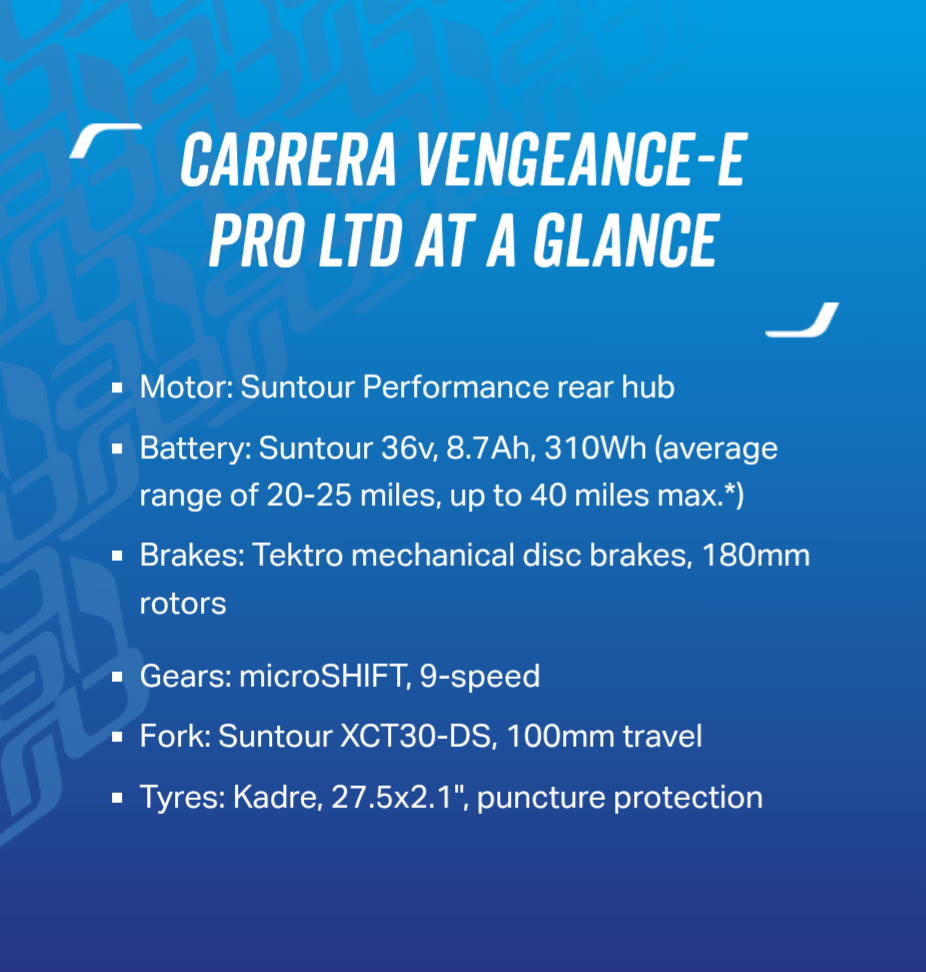 Carrera Vengeance E Mens Electric Mountain Bike Microshift 2.1 2023