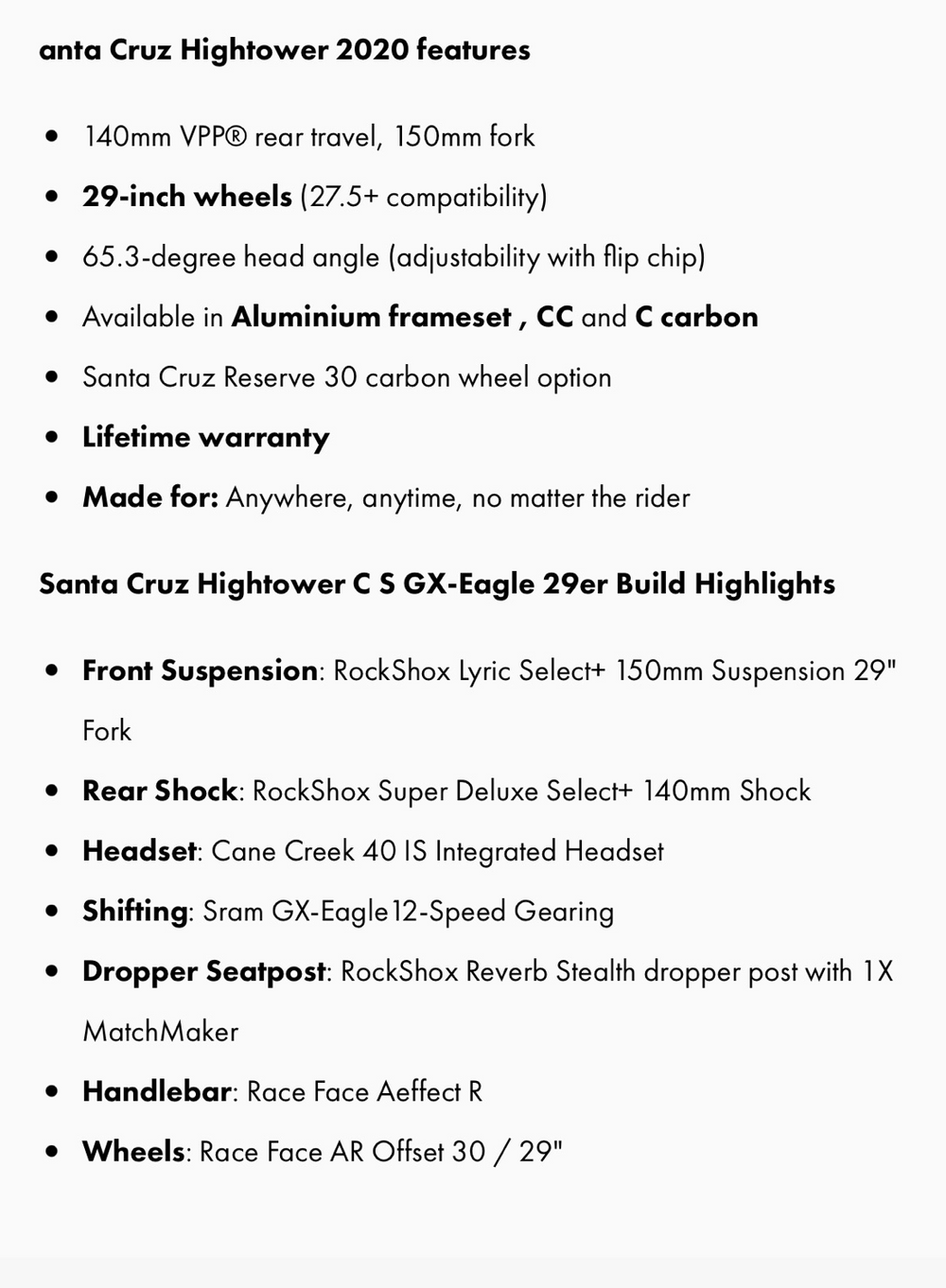 Santa Cruz Hightower Carbon C 2025