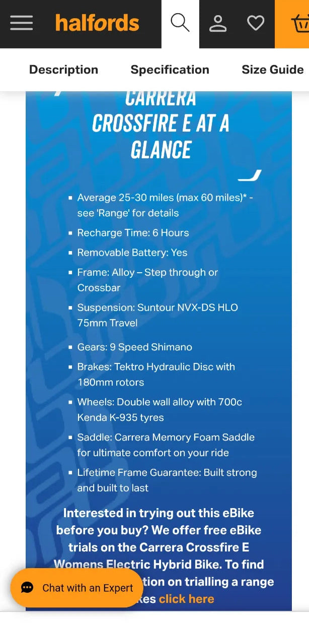 Carrera Crossfire E Womens Electric Hybrid Bike 2021