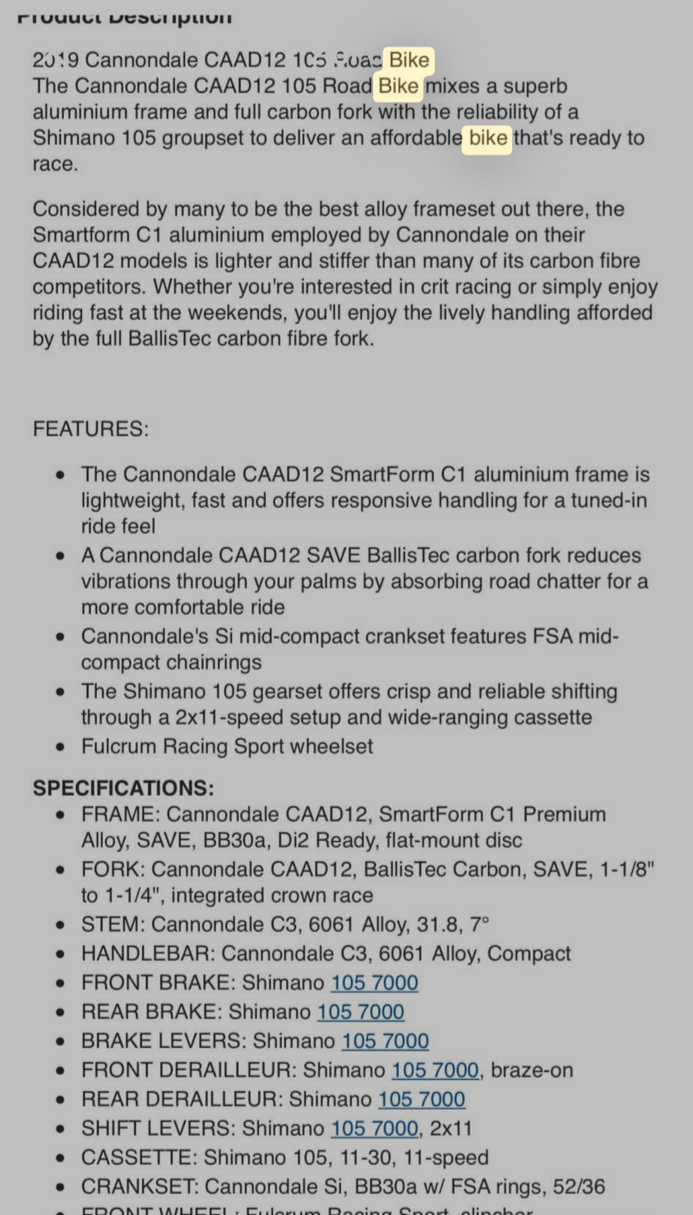Cannondale CAAD12 105 2019