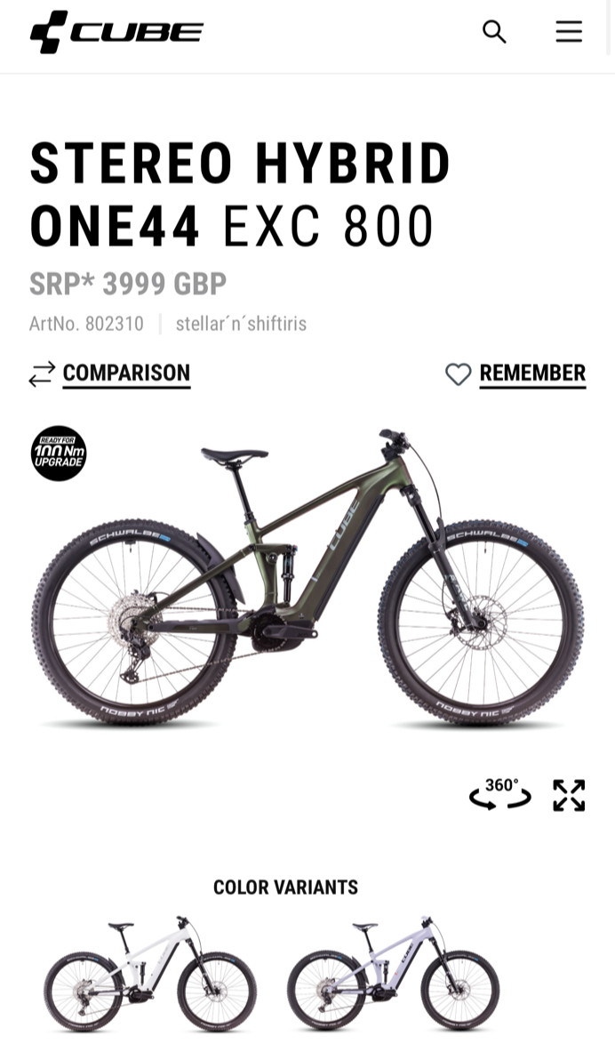 Cube Stereo hybrid one 44 ecx 800 2024