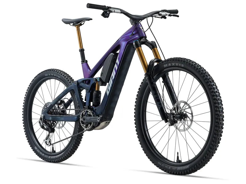 Giant Reign Advanced E+ 0 Electric Mountain Bike in Purple Haze/Metallic Navy 2026